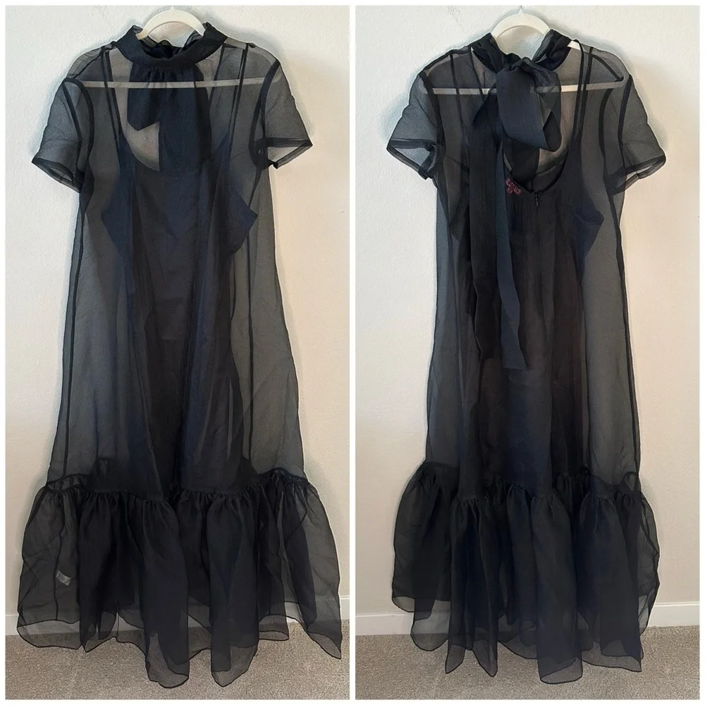 STAUD Calluna Maxi Dress Gown in Black SZ XL - Picture 3 of 11